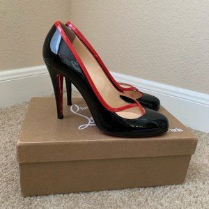 Christian Louboutin Black Cross Ronda Patent Pumps